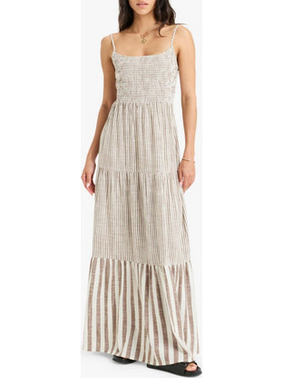 Roxy Tropical Glow Maxi Καλοκαιρινό Βραδινό Φόρεμα Εκρού ERJWD03908