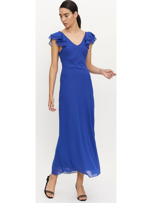 Compania Fantastica Midi Καλοκαιρινό Φόρεμα για Γάμο / Βάπτιση Royal Blue 41C/11309