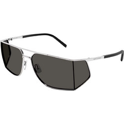 Saint Laurent SL750 001 Ανδρικά Γυαλιά Ηλίου Μάσκα Μεταλλικά Ασημί με Μαύρο Φακό