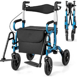 Costway Πτυσσόμενος Ελαφρύς Rollator Μπλε JH10028NY