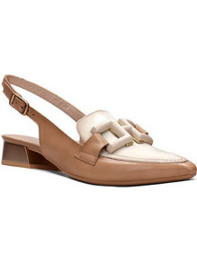 Hispanitas Γόβες Slingback Δερμάτινες με Χοντρό Χαμηλό Τακούνι Μπεζ HV243299