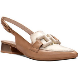 Hispanitas Γόβες Slingback Δερμάτινες με Χοντρό Χαμηλό Τακούνι Μπεζ HV243299