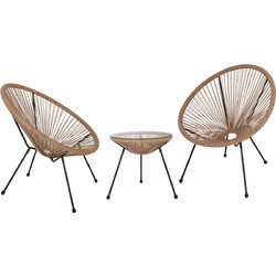 HomeMarkt Acapulco Σετ Σαλόνι Κήπου Rattan 3τμχ Εκρού HM21100