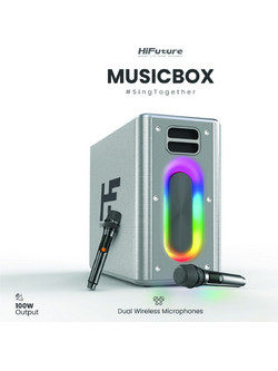 HiFuture Music Box Σύστημα Kαραόκε με Ενσύρματο Μικρόφωνο Ασημί
