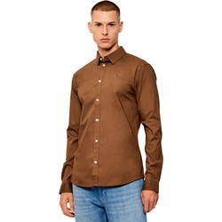 Tommy Jeans Ανδρικό Πουκάμισο Βαμβακερό Μακρυμάνικο Slim Fit Καφέ DM0DM04405-GVP