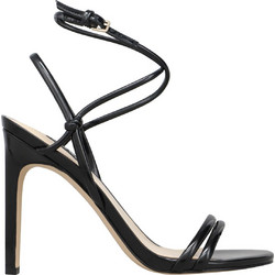 Nine West MALAYA3 Γυναικεία Πέδιλα Δερμάτινα Μαύρα με Λεπτό Ψηλό Τακούνι