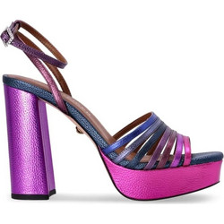 Kurt Geiger Γυναικεία Πέδιλα Δερμάτινα Φούξια με Χοντρό Ψηλό Τακούνι και Φιάπα 8882290109