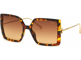 Chopard SCH334M 560745 Γυναικεία Γυαλιά Ηλίου Oversized Ταρταρούγα Χρυσό με Καφέ Φακό