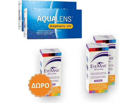 Alcon Μηνιαίοι Φακοί Επαφής 12τμχ + 2 Υγρά Eyemax All In One 360 ml + 360 ml + 1 Υγρό Eyemax All In One 360ml
