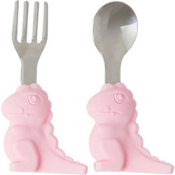 Rice Kids Cutlery Σετ Βρεφικό Πιρούνι & Κουτάλι 12m+ Ροζ 2τμχ