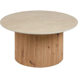 HomeMarkt Twil Τραπεζάκι Σαλονιού Στρογγυλό MDF με Ξύλινη Βάση Φ84xΥ39cm HM18325