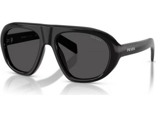 Prada PRC05S 16K08Z Ανδρικά Γυαλιά Ηλίου Μάσκα Κοκάλινα Μαύρα με Μαύρο Φακό