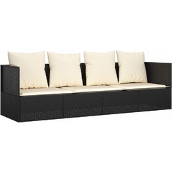 vidaXL Τετραθέσιος Καναπές Εξωτερικού Χώρου Rattan Μαύρος 203x58x56cm 319562