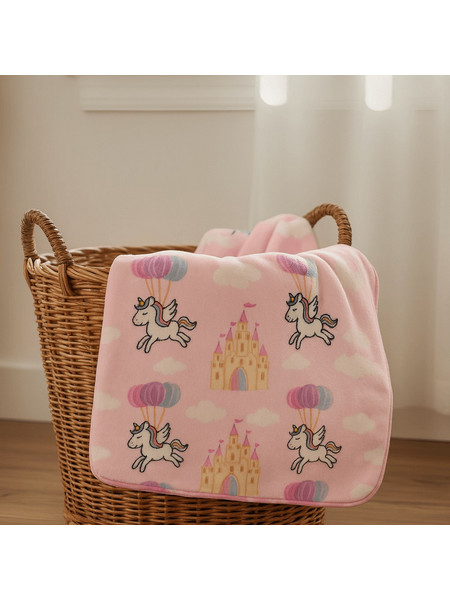 Astron Unicorn Fly Κουβέρτα Κούνιας Βελουτέ 110x140 Ροζ