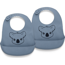 Nuuroo Alfie Koala Σετ Αδιάβροχες Σαλιάρες Σιλικόνης με Κουμπί & Τσέπη 6m+ Bering Sea 2τμχ