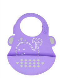 Marcus & Marcus Willo Whale Αδιάβροχη Σαλιάρα Σιλικόνης με Κουμπί & Τσέπη Λιλά