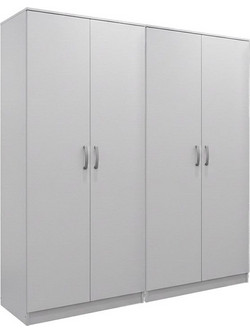 Pakoworld Τετράφυλλη Ντουλάπα Ρούχων Λευκή 160x42x180cm 383-000188