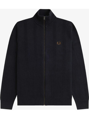 Fred Perry Ανδρική Ζακέτα Πλεκτή με Φερμουάρ Μαύρη K1304-102