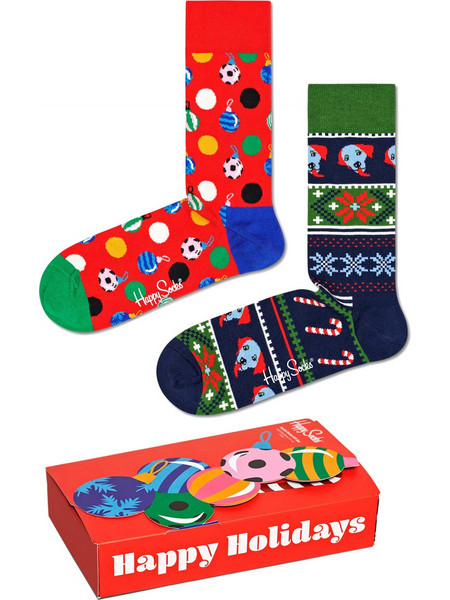 Happy Socks Bauble's Ανδρικές Κάλτσες Ψηλές με Σχέδια Πολύχρωμες 2Pack XBAU02-4300
