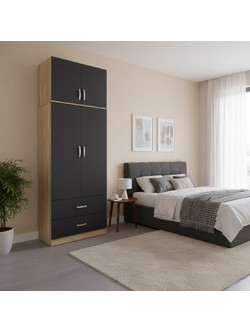 Pakoworld Δίφυλλη Ντουλάπα Ρούχων με Πατάρι Oak 80x42x240cm 383-000081