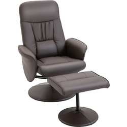HOMCOM Πολυθρόνα Relax με Υποπόδιο Ανακλινόμενη Δερματίνη Καφέ 833-694V01BN