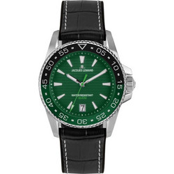 Jacques Lemans Liverpool Diver Ανδρικό Ρολόι με Μαύρο Δερμάτινο Λουράκι 1-2205C