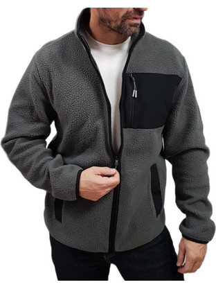 Jack & Jones Ανδρική Ζακέτα Fleece με Φερμουάρ Γκρι 12279290