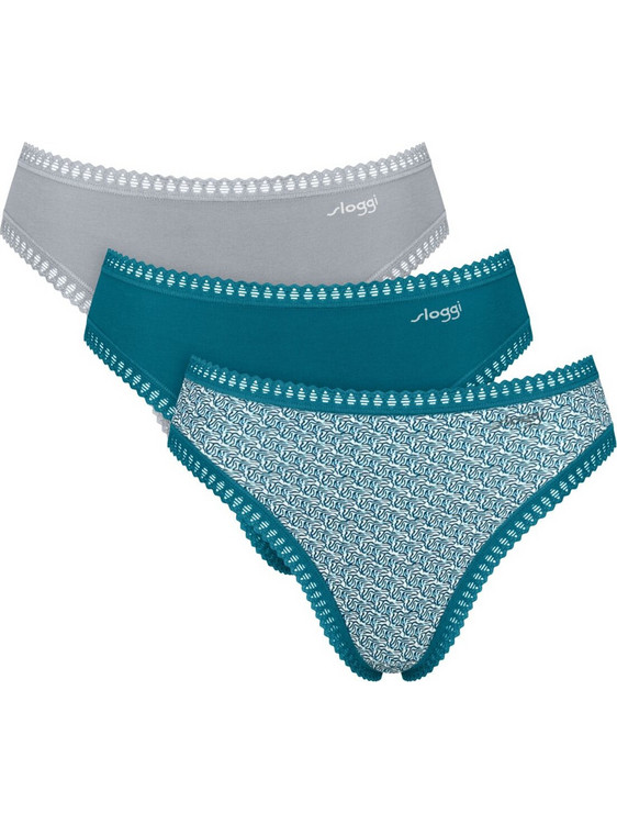 Sloggi Go Crush Βαμβακερά Ψηλόμεσα Γυναικεία Slip 3Pack 10219672-V022