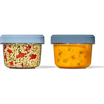 OXO Twist & Stack Δοχεία Φαγητού Πλαστικά Κατάλληλα για Φούρνο Μικροκυμάτων 591ml Διαφανή Γκρι 2τμχ
