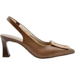 Hispanitas Γόβες Slingback Δερμάτινες με Λεπτό Χαμηλό Τακούνι Καφέ HV264850-C006