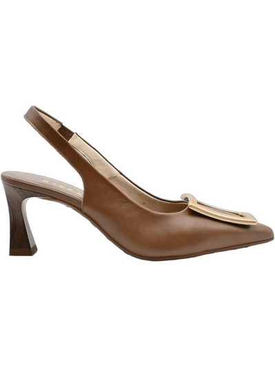 Hispanitas Γόβες Slingback Δερμάτινες με Λεπτό Χαμηλό Τακούνι Καφέ HV264850-C006