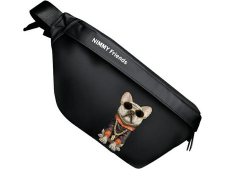 Nimmy Glasses Cool Dog Τσαντάκι Μέσης Αδιάβροχο Μαύρο