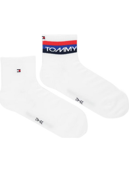 Tommy Hilfiger Ανδρικές Κάλτσες Κοντές με Σχέδια Λευκές 2Pack 701238497-002