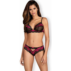Obsessive Tulia Σετ Sexy Εσώρουχα See Through με Δαντέλα Μαύρα Φούξια 5901688223345