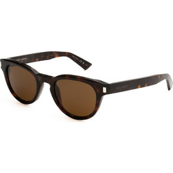 Saint Laurent SL876 006 Ανδρικά Γυαλιά Ηλίου Οβάλ Κοκάλινα Μαύρα με Καφέ Φακό