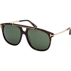 Tom FT1306 52N Ανδρικά Γυαλιά Ηλίου Aviator Χρυσό Ταρταρούγα με Πράσινο Φακό