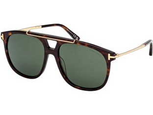 Tom FT1306 52N Ανδρικά Γυαλιά Ηλίου Aviator Χρυσό Ταρταρούγα με Πράσινο Φακό