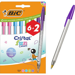 BIC Cristal Fun Colours Σετ Στυλό Διαρκείας 1.6mm Πολύχρωμο 8τμχ
