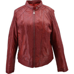 Leather 100 Γυναικείο Μπουφάν Χειμωνιάτικο Δερμάτινο Κοντό Μπορντό 37-W-DORIANA-BIG