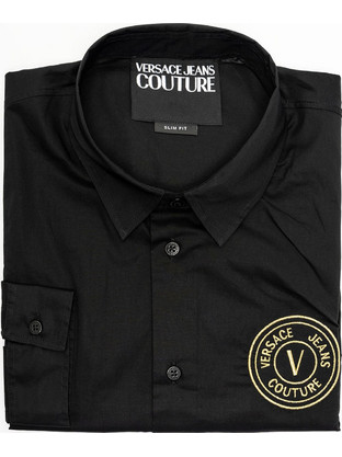 Versace Ανδρικό Πουκάμισο Βαμβακερό Μακρυμάνικο Slim Fit Μαύρο 78GALYS278UP201-G89