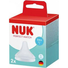 Nuk Perfect Match Θηλή Σιλικόνης για Μπιμπερό 3m+ Μεσαίας Ροής 2τμχ