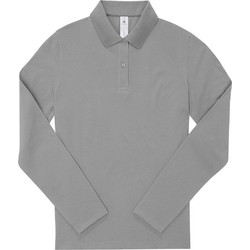 B&C Collection Γυναικεία Μπλούζα Polo Μακρυμάνικη Γκρι PW462