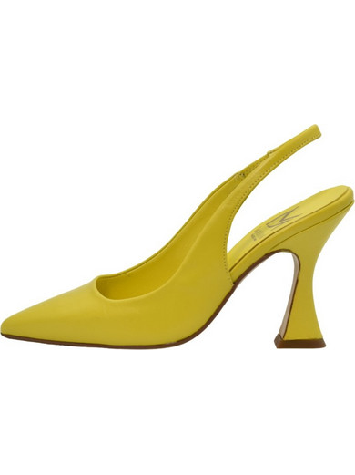 Marian Γόβες Slingback Δερμάτινες με Χοντρό Ψηλό Τακούνι Κίτρινες 68691
