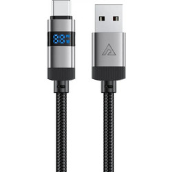 Acefast C15-04 Braided LED USB-A to USB-C 66W 1.2m Black