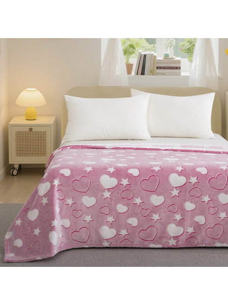 Cosmin Hearts Παιδική Κουβέρτα Fleece Καρδούλες Φωσφοριζέ 160x220 Ροζ 4000768