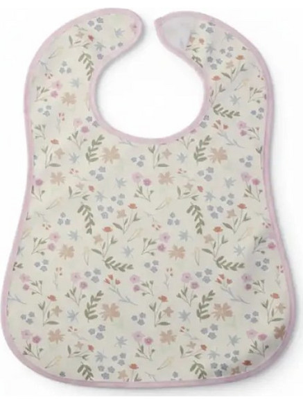 Gamberritos Flowers Αδιάβροχη Σαλιάρα με Αυτοκόλλητο 6m+ Ροζ