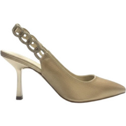 Menbur Γόβες Slingback Δερμάτινες με Λεπτό Ψηλό Τακούνι Χρυσές 72400