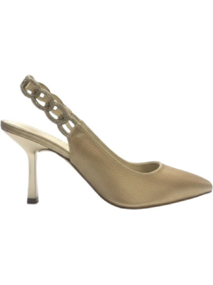 Menbur Γόβες Slingback Δερμάτινες με Λεπτό Ψηλό Τακούνι Χρυσές 72400