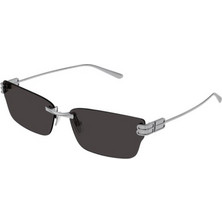 Balenciaga BB0487S 001 Ανδρικά Γυαλιά Ηλίου Τετράγωνα Μεταλλικά Ασημί με Μαύρο Φακό