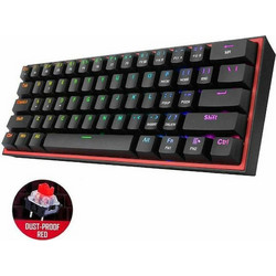 Redragon Fizz Pro K616 Μηχανικό Gaming Πληκτρολόγιο 60% με Custom Red Διακόπτες RGB Black